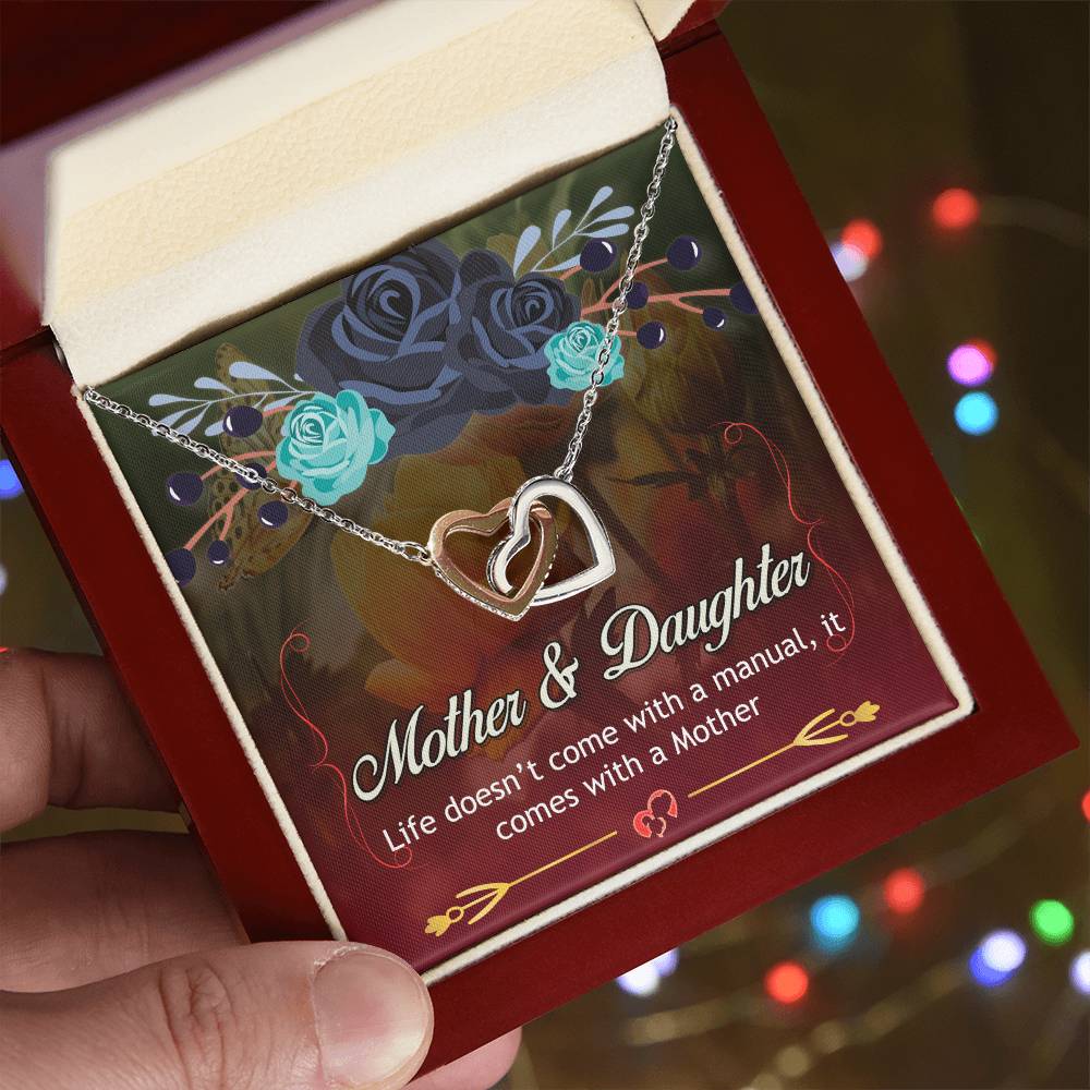 Mother'S Day Necklace With Message Card - Life Doesn'T Come With A Manual It Comes With A Mother Interlocking Hearts Necklace