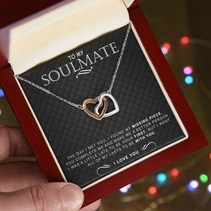 To My Soulmate Necklace Necklace For Soulmate Interlocking Hearts Necklace