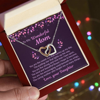 To My Mom - You Are The Sweet Sun - Necklace Interlocking Hearts Necklace