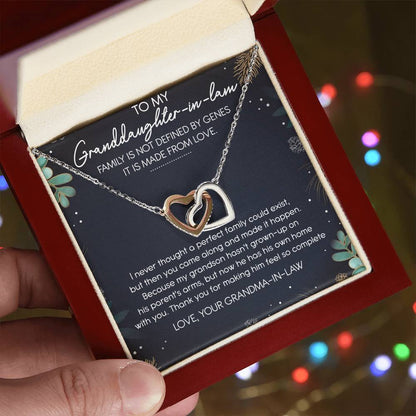 To My Granddaughter-In-Law Interlocking Hearts Necklace Message Card