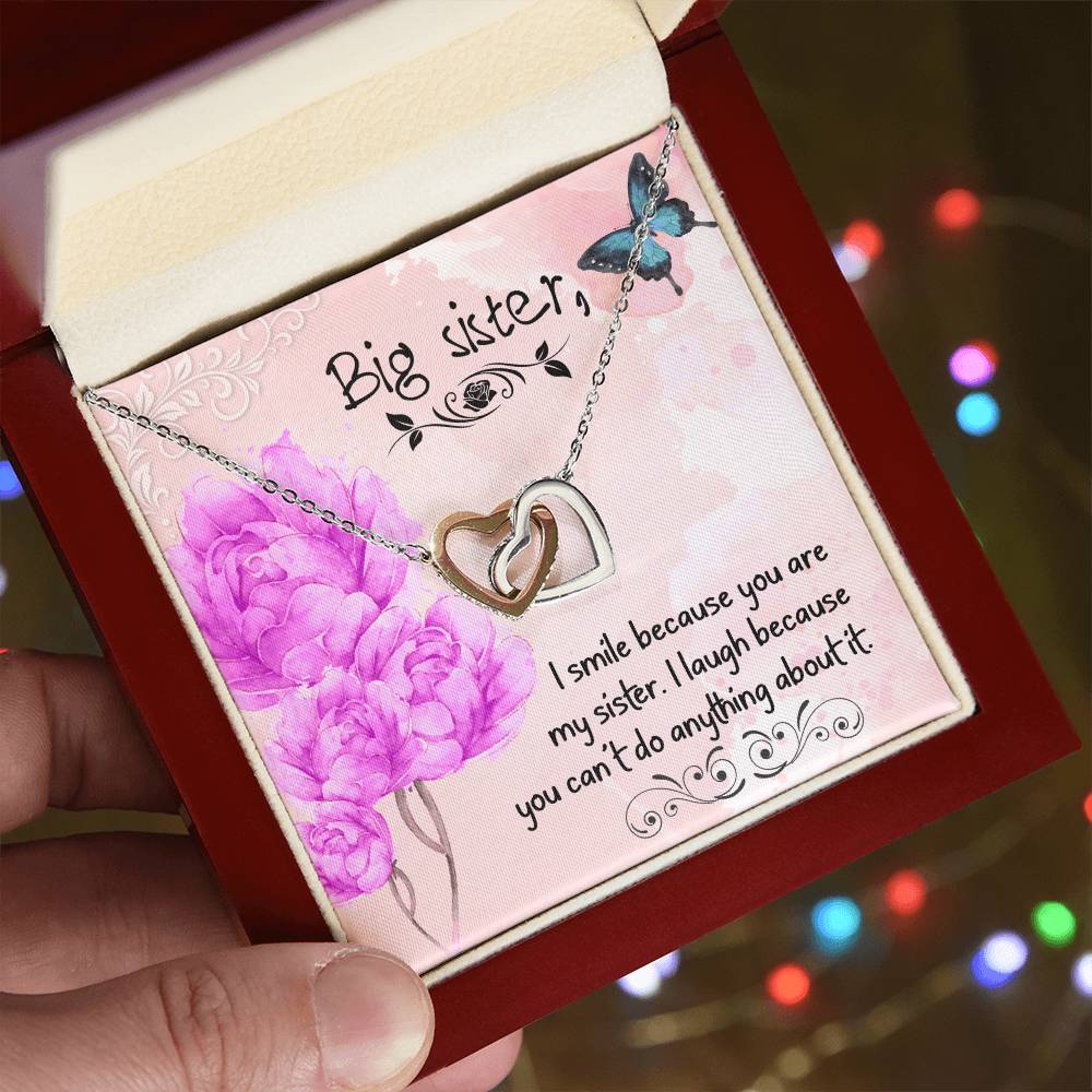 Gift For Big Sister Two Hearts Embellished Jewelry Interlocking Hearts Necklace