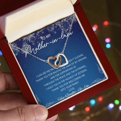 To My Mother-In-Law Interlocking Hearts Necklace Message Card