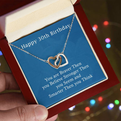 Happy 30Th Birthday Gifts For Girls Or Women Interlocking Hearts Necklace