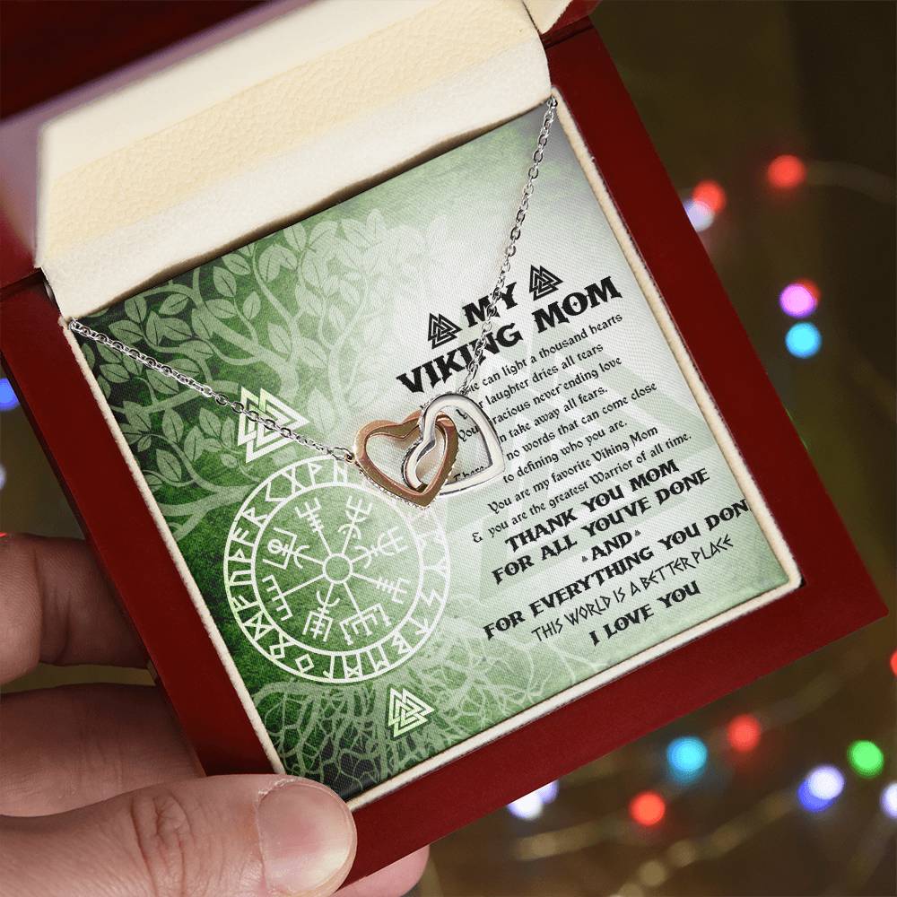 My Viking Mom Necklace - Viking Mother Gift - Mother'S Day Gift Interlocking Hearts Necklace