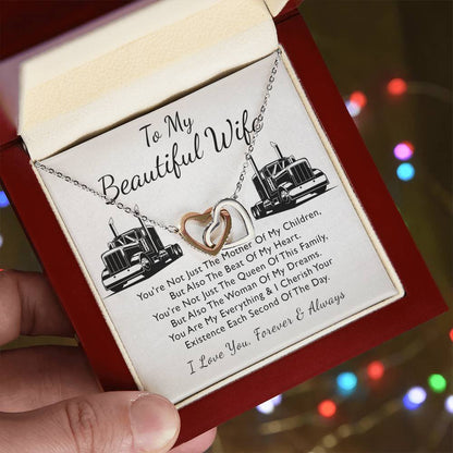 To My Beautiful Wife - Forever Heart Interlocking Hearts Necklace