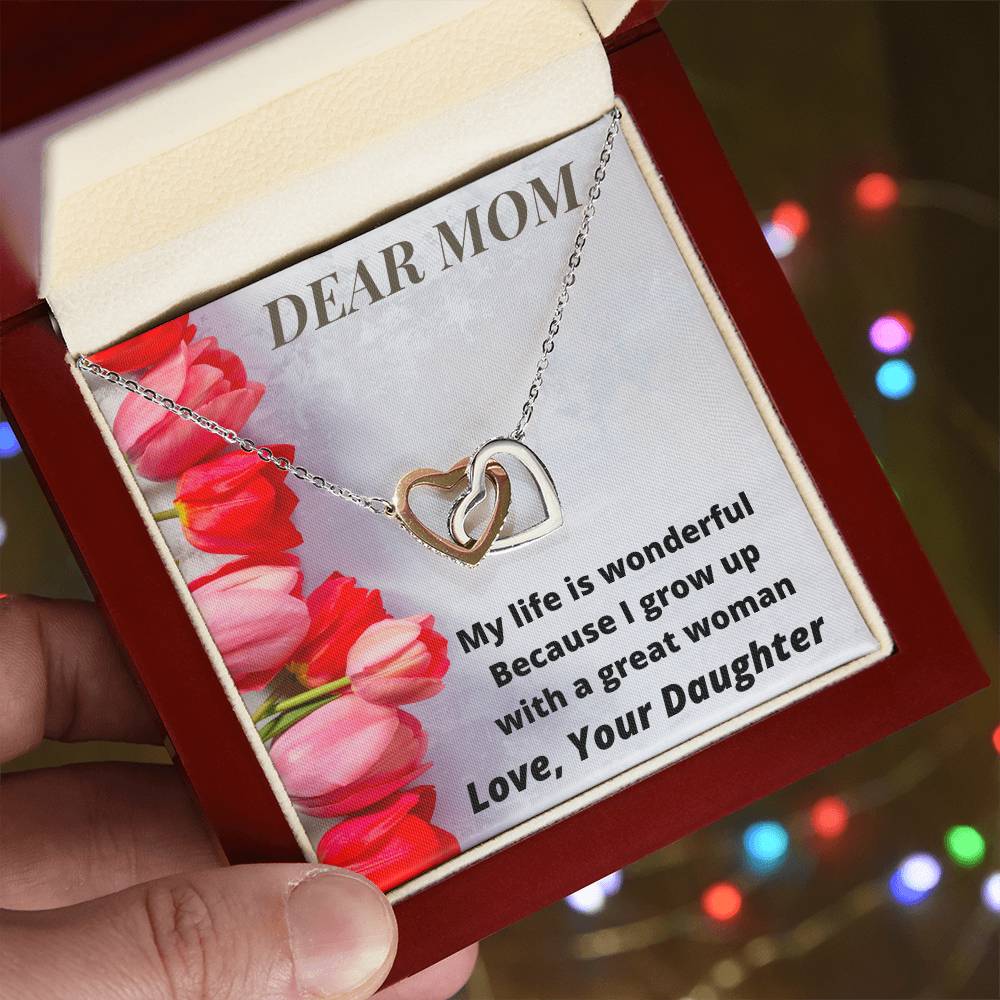 Gift For Mummy From Daughter- Together Forever Love Daughter Interlocking Hearts Necklace