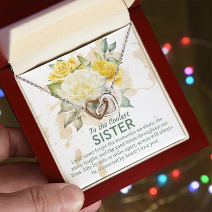 Sister Gift Idea Hearts Necklace For Sister Birthday Gift From Sister Sisters Jewelry Gift With Message Card Interlocking Hearts Necklace