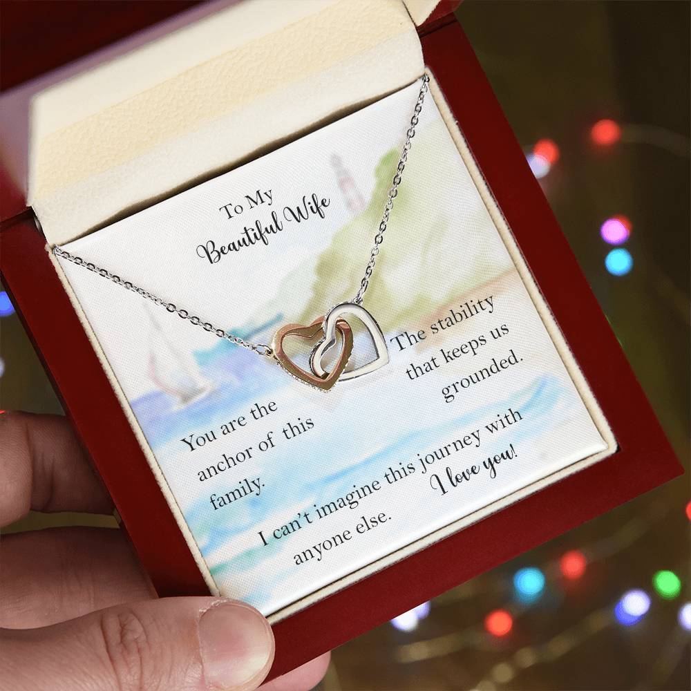 My Wife Anchor Of Our Family Interlocked Hearts Necklace From Husband Interlocking Hearts Necklace