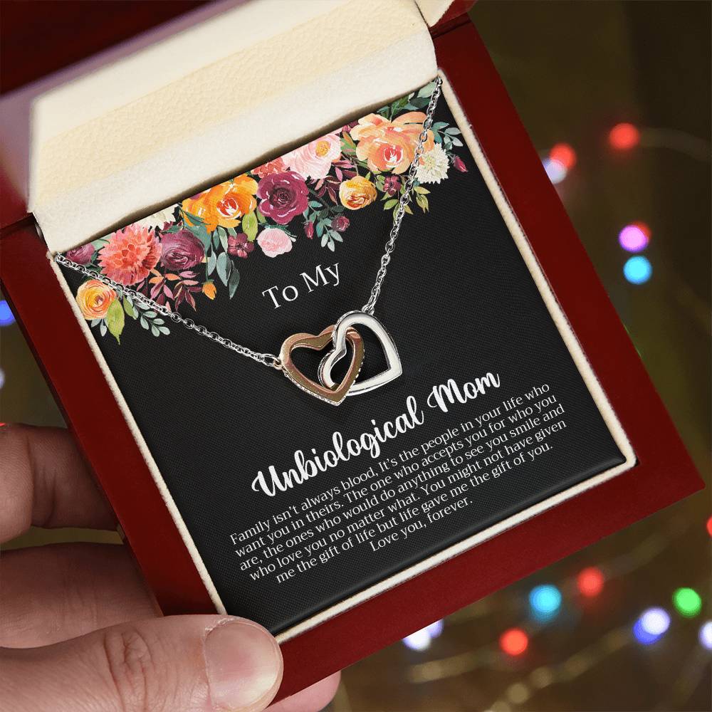 Unbiological Mom Necklace Interlocking Hearts Necklace
