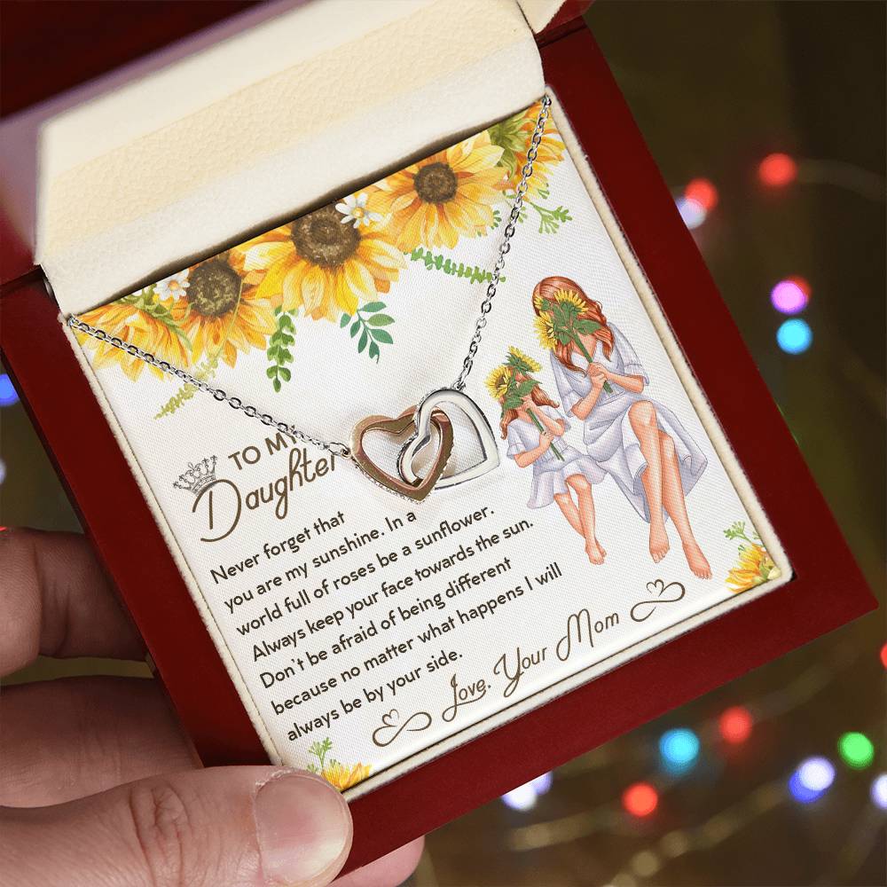 To My Daughter - Unique Interlocking Hearts Binding Necklace Gift Set Interlocking Hearts Necklace