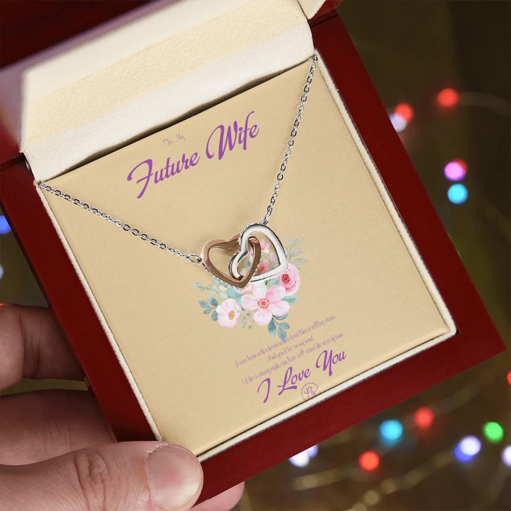To My Future Wife - Birthday Gift For Fiancee - Perfect Us Gift Interlocking Hearts Necklace