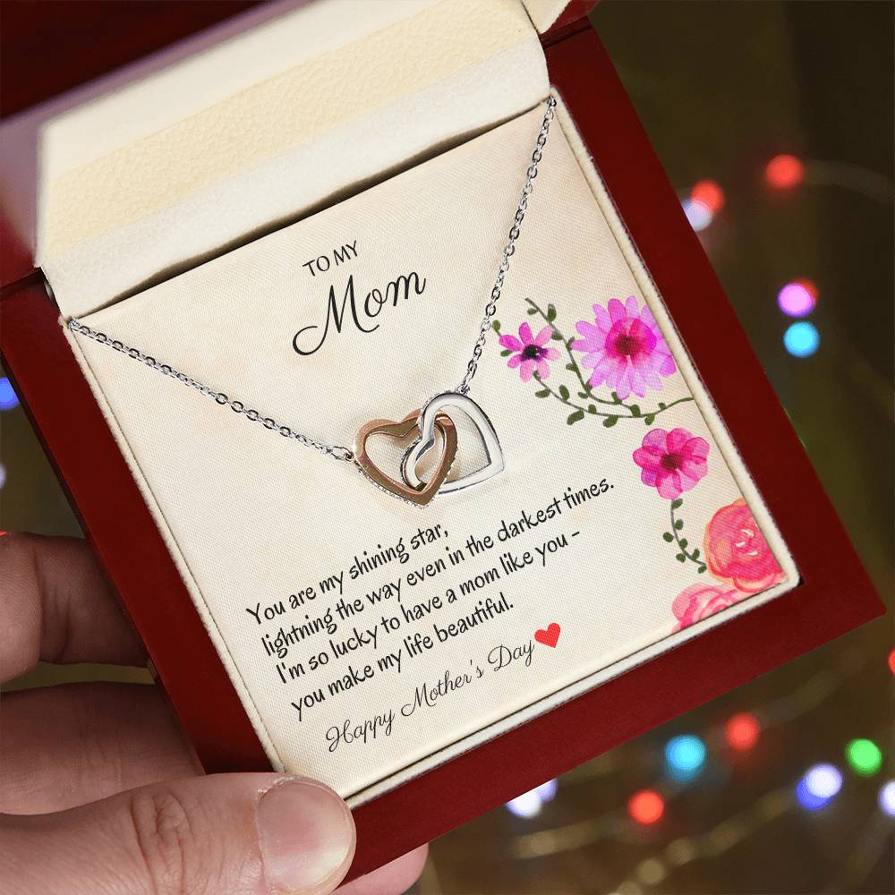 To My Mom - My Shining Star - Necklace Interlocking Hearts Necklace