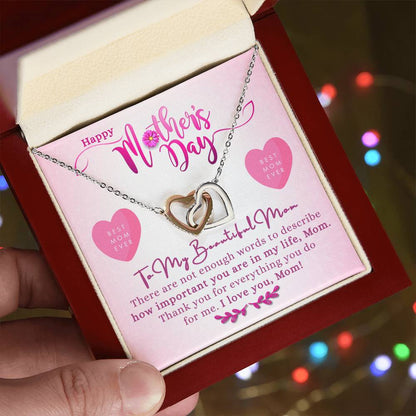 Mothers Day Double Heart Necklace Gift Interlocking Hearts Necklace