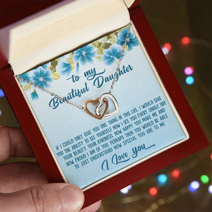 To My Beautiful Daughter Dad To Daughter Gift Interlocking Hearts Necklace