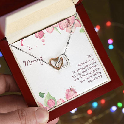 Mommy - This Mother'S Day I'M Snuggledin Your Tummy - Interlocking Heart Necklace Interlocking Hearts Necklace