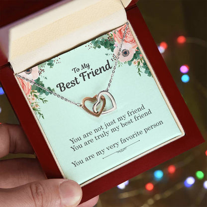 To My Best Friend - My Favorite Person Interlocking Hearts Necklace