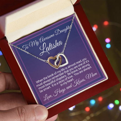 Awesome Daughter Necklace Gift From Mom Interlocking Hearts Necklace