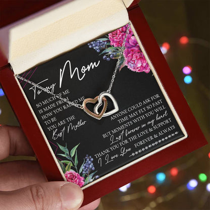 To My Mom Interlocking Hearts Necklace Message Card