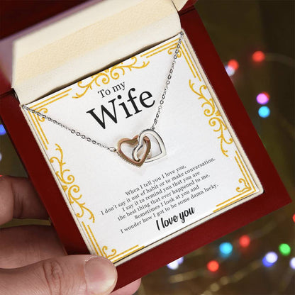 To My Wife - Two Hearts In Love Interlocking Hearts Necklace