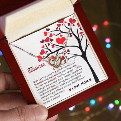 To My Daughter - I Saw Your Beautiful Eyes - Necklace Interlocking Hearts Necklace