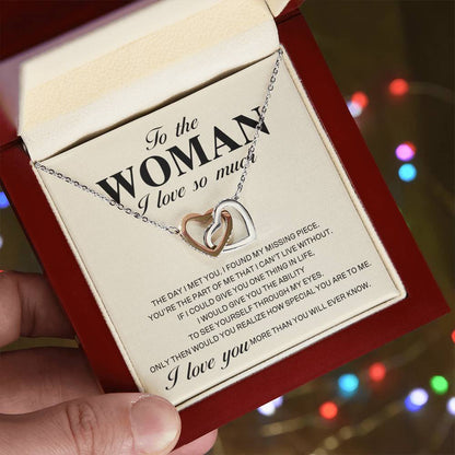 To The Woman I Love So Much - Interlocking Heart Necklace Interlocking Hearts Necklace