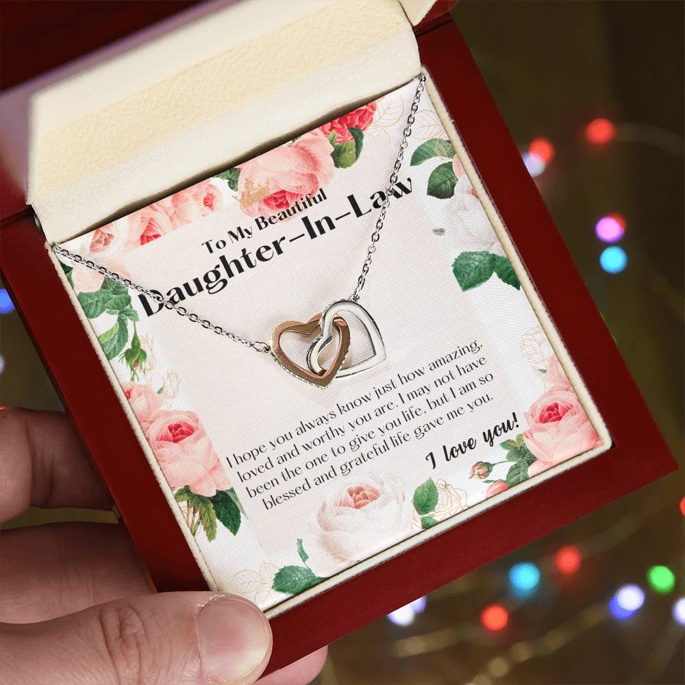 To My Bonus Daughter Bonus Daughter Gift Daughter In Law Gift Daughter In Law Birthday Gift Daugther In Law Interlocking Hearts Necklace