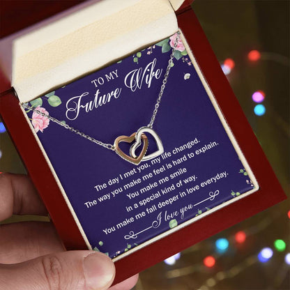 To My Future Wife Interlocking Hearts Necklace Message Card
