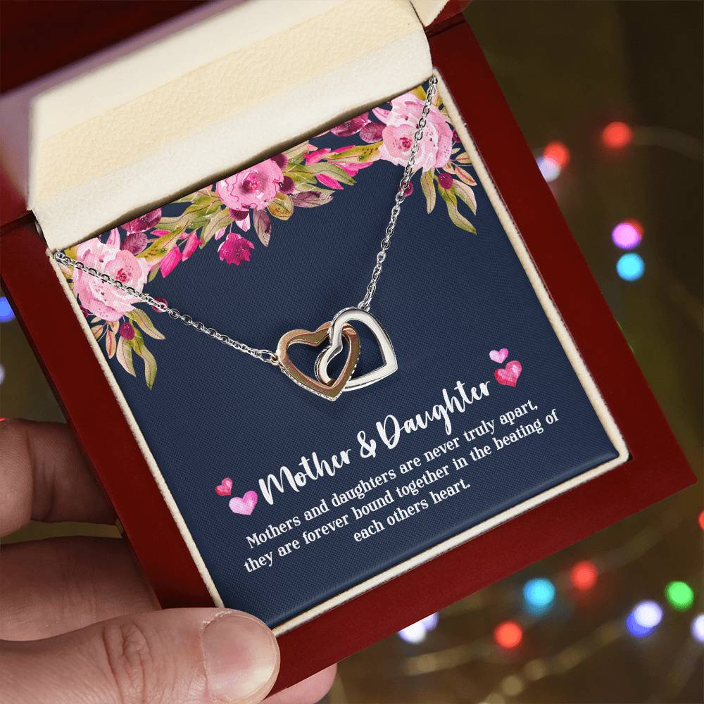 Mother & Daughter - Never Truly Apart Interlocking Hearts Necklace