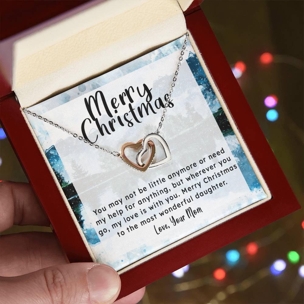 Gift For Daughter From Mom - My Love Is With You Interlocking Hearts Necklace
