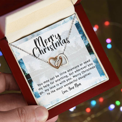Gift For Daughter From Mom - My Love Is With You Interlocking Hearts Necklace