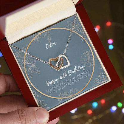 60Th Birthday Interlocking Hearts Necklace
