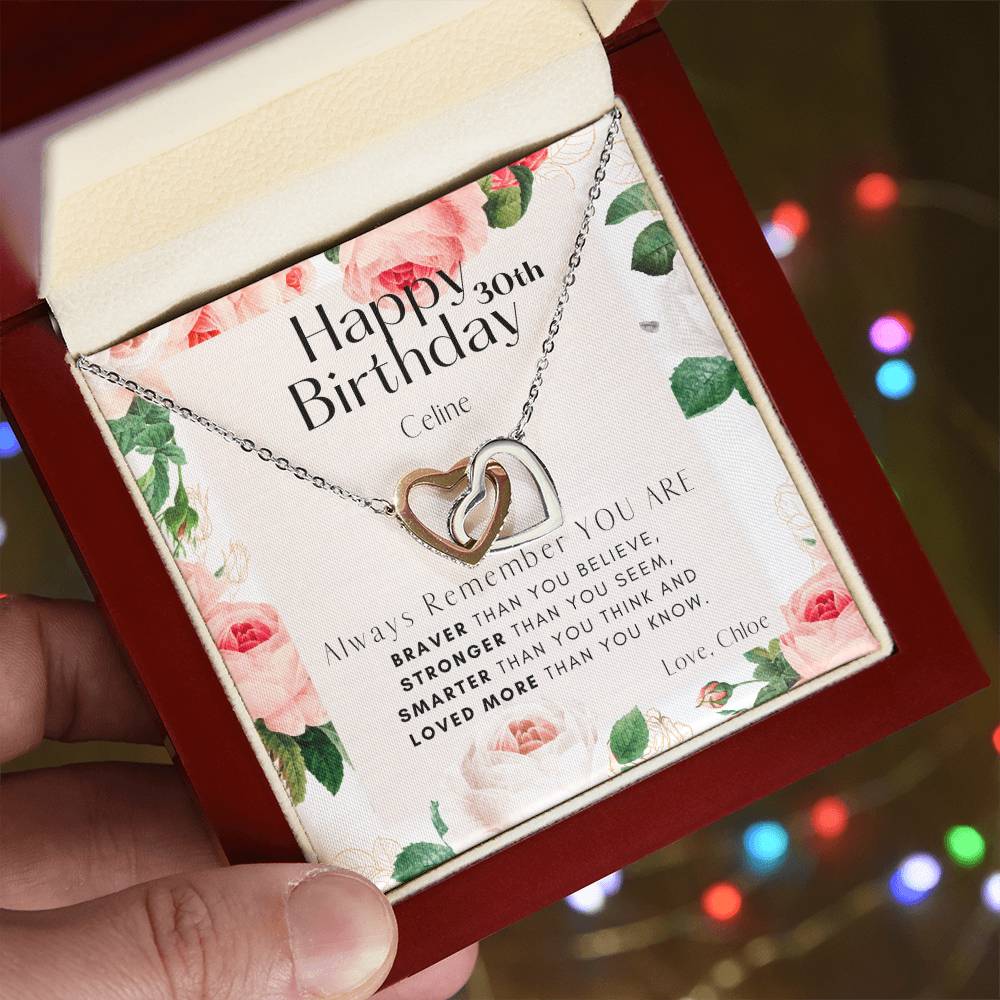 Birthday Interlocking Hearts Necklace