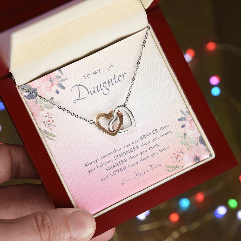 To My Daughter Always Remember Gift For Daughter From Mom Daughter Birthday Graduation Christmas Present Interlocking Hearts Necklace