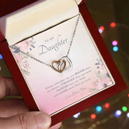 To My Daughter Always Remember Gift For Daughter From Mom Daughter Birthday Graduation Christmas Present Interlocking Hearts Necklace