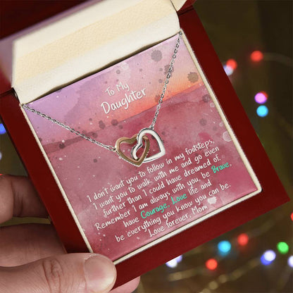 Daughter I Am Always With You - Hearts Necklace Interlocking Hearts Necklace