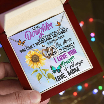 To My Daughter Necklace -Whisper The Storm Interlocking Hearts Necklace