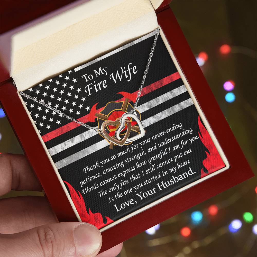 To My Fire Wife Interlocking Hearts Necklace