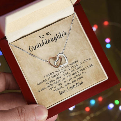 To My Granddaughter - I Love You Message - Tmg03 Interlocking Hearts Necklace