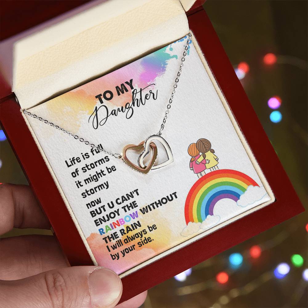 To My Daughter Necklace From Mother Life Is Full Of Storm Interlocking Hearts Necklace