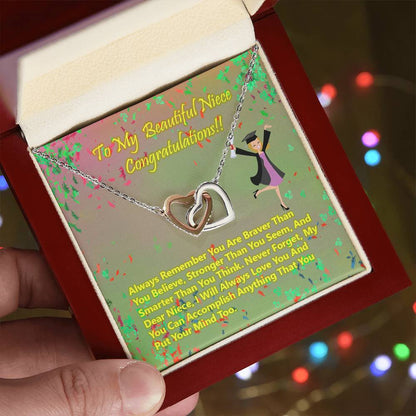 College Graduation Gift Heart Necklace Class Of 2021 Graduation Gift For Her 2021 Graduation Gift For Niece Graduation Gift Card Interlocking Hearts Necklace