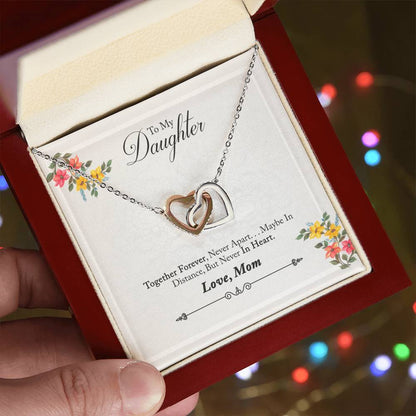 Special Gift For Daughter- Interlock Heart Necklace- With Message Card! Interlocking Hearts Necklace
