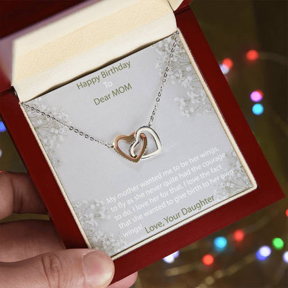 Heart Necklace For Mom -Birthday Necklace For Mother Interlocking Hearts Necklace