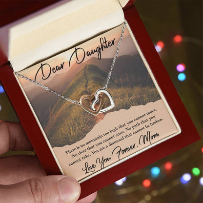 Love You Forever To Daughter From Mom Interlocking Hearts Necklace