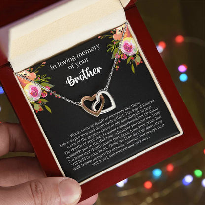 Loving Memory Brother Interlocking Hearts Necklace