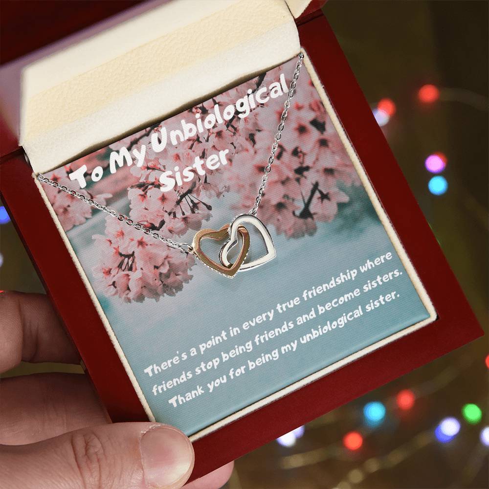 To My Unbiological Sister Interlocking Hearts Necklace
