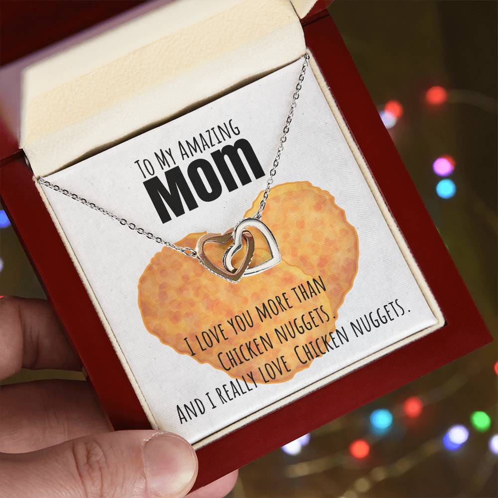 I Love You More Than Chicken Nuggets Interlocking Hearts Necklace
