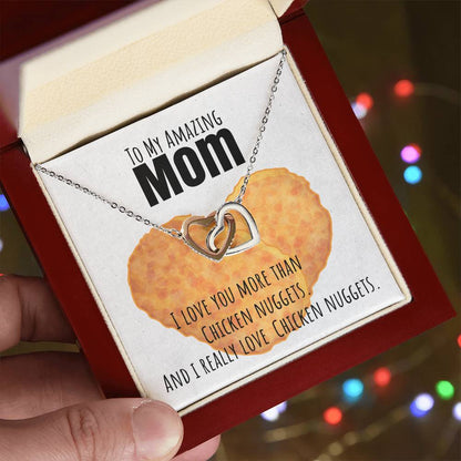 I Love You More Than Chicken Nuggets Interlocking Hearts Necklace