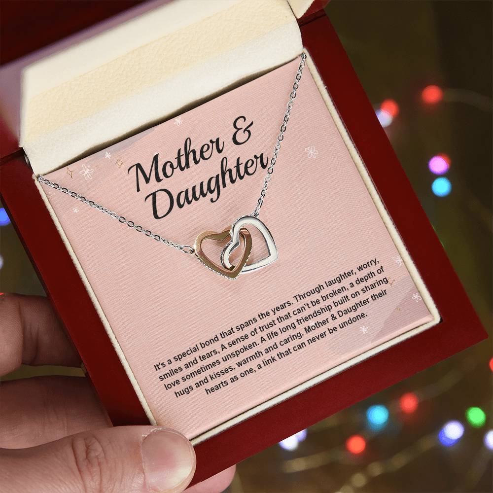 Mother Daughter It'S A Special Bond That Spans The Years Interlocking Hearts Necklace