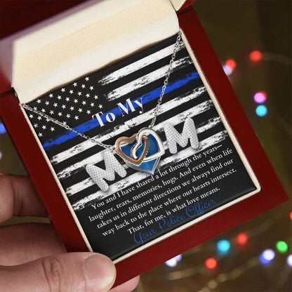 Police Officer'S Mom Necklace Interlocking Hearts Necklace