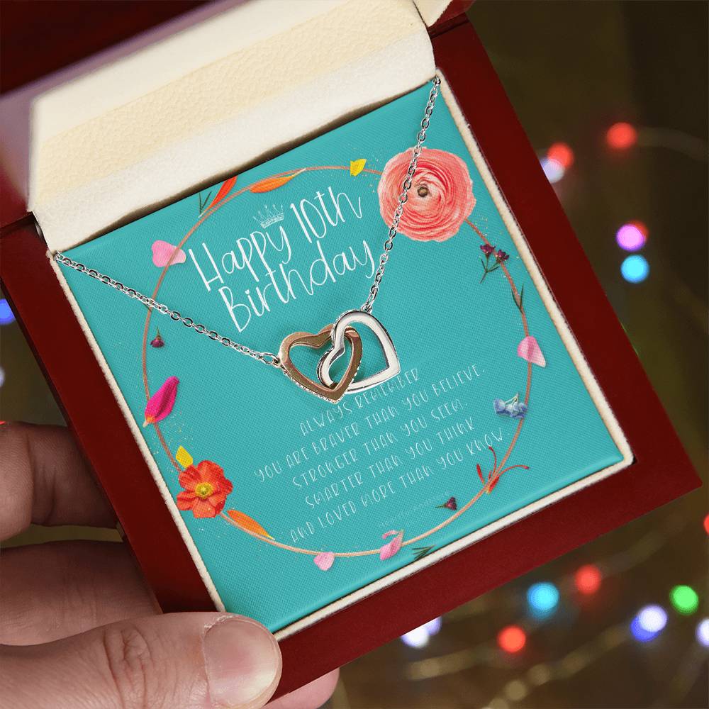 10Th Birthday Gift For Girl Birthday Gift For 10 Year Old Tenth Birthday Birthday Gift Little Girl Personalized Necklace Heart Necklace Interlocking Hearts Necklace